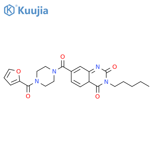 7-4-(furan-2-carbonyl)piperazine-1-carbonyl-3-pentyl-1,2,3,4-tetrahydroquinazoline-2,4-dione structure