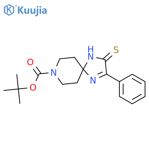 tert-butyl 2-phenyl-3-sulfanylidene-1,4,8-triazaspiro4.5dec-1-ene-8-carboxylate structure