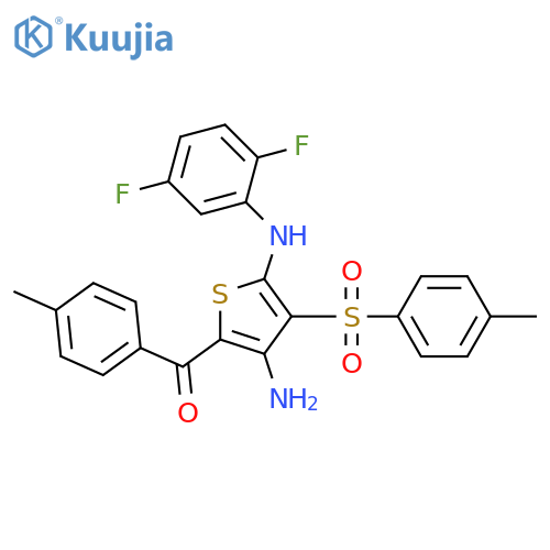 N2-(2,5-difluorophenyl)-5-(4-methylbenzoyl)-3-(4-methylbenzenesulfonyl)thiophene-2,4-diamine structure
