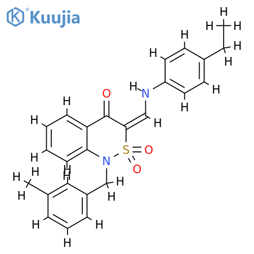 (3E)-3-{(4-ethylphenyl)aminomethylidene}-1-(3-methylphenyl)methyl-3,4-dihydro-1H-2lambda6,1-benzothiazine-2,2,4-trione structure