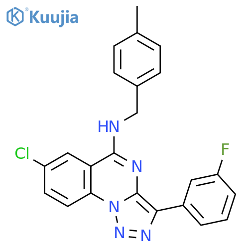 7-chloro-3-(3-fluorophenyl)-N-(4-methylphenyl)methyl-1,2,3triazolo1,5-aquinazolin-5-amine structure