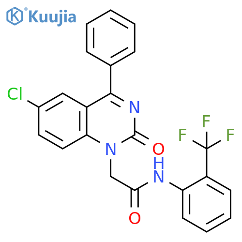 2-(6-chloro-2-oxo-4-phenyl-1,2-dihydroquinazolin-1-yl)-N-2-(trifluoromethyl)phenylacetamide structure