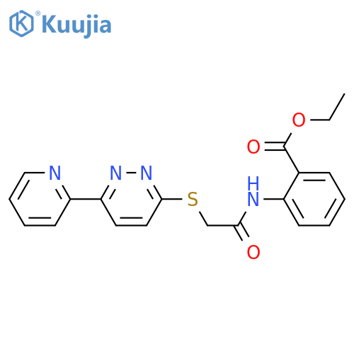 ethyl 2-(2-{6-(pyridin-2-yl)pyridazin-3-ylsulfanyl}acetamido)benzoate structure