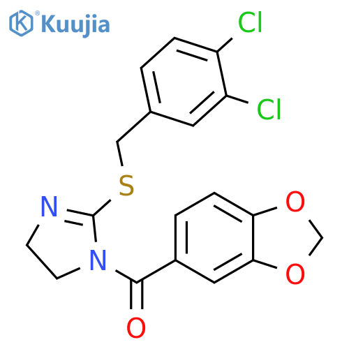 1-(2H-1,3-benzodioxole-5-carbonyl)-2-{(3,4-dichlorophenyl)methylsulfanyl}-4,5-dihydro-1H-imidazole structure