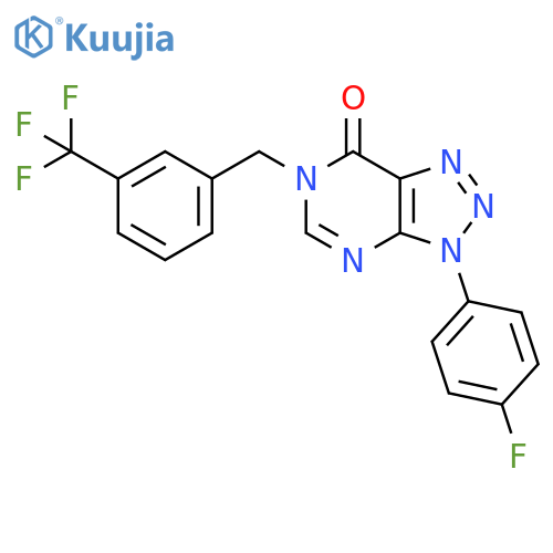 3-(4-fluorophenyl)-6-{3-(trifluoromethyl)phenylmethyl}-3H,6H,7H-1,2,3triazolo4,5-dpyrimidin-7-one structure