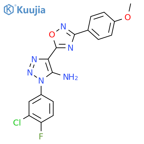 1-(3-chloro-4-fluorophenyl)-4-3-(4-methoxyphenyl)-1,2,4-oxadiazol-5-yl-1H-1,2,3-triazol-5-amine structure