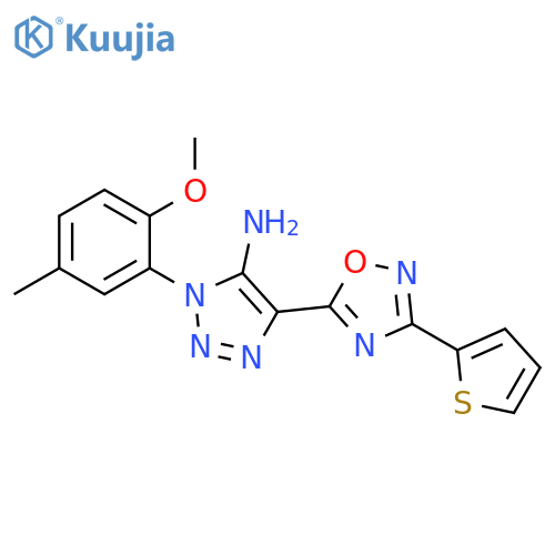 1-(2-methoxy-5-methylphenyl)-4-3-(thiophen-2-yl)-1,2,4-oxadiazol-5-yl-1H-1,2,3-triazol-5-amine structure