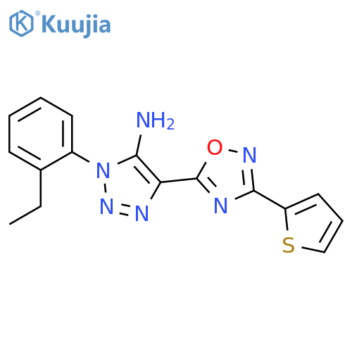 1-(2-ethylphenyl)-4-3-(thiophen-2-yl)-1,2,4-oxadiazol-5-yl-1H-1,2,3-triazol-5-amine structure