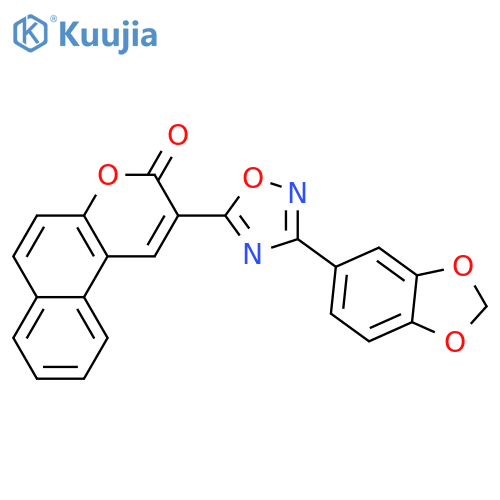 2-3-(2H-1,3-benzodioxol-5-yl)-1,2,4-oxadiazol-5-yl-3H-benzofchromen-3-one structure