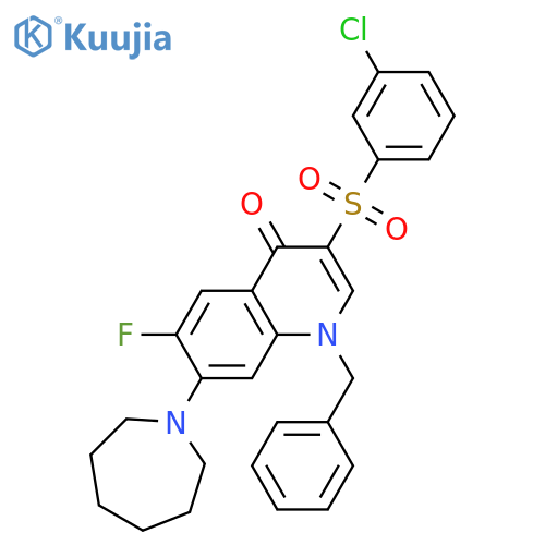 7-(azepan-1-yl)-1-benzyl-3-(3-chlorobenzenesulfonyl)-6-fluoro-1,4-dihydroquinolin-4-one structure