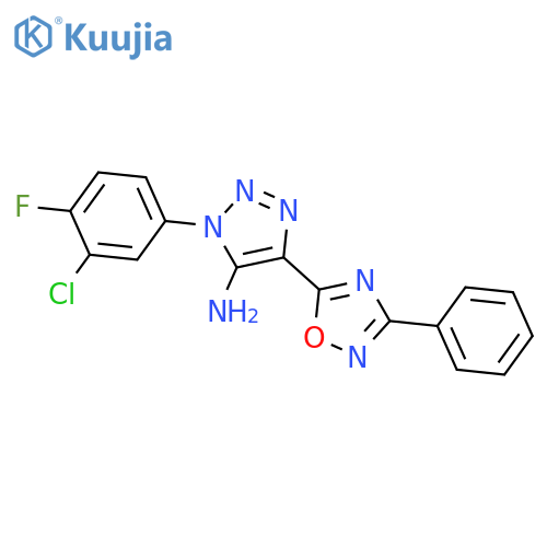 1-(3-chloro-4-fluorophenyl)-4-(3-phenyl-1,2,4-oxadiazol-5-yl)-1H-1,2,3-triazol-5-amine structure