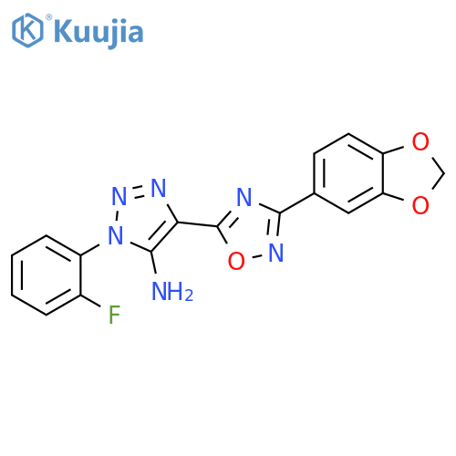 4-3-(2H-1,3-benzodioxol-5-yl)-1,2,4-oxadiazol-5-yl-1-(2-fluorophenyl)-1H-1,2,3-triazol-5-amine structure