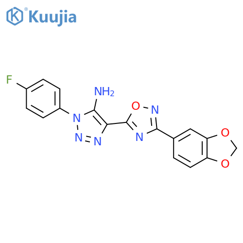4-3-(2H-1,3-benzodioxol-5-yl)-1,2,4-oxadiazol-5-yl-1-(4-fluorophenyl)-1H-1,2,3-triazol-5-amine structure