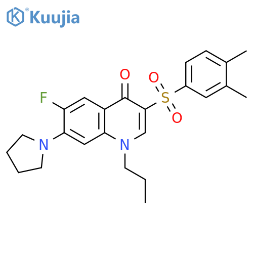 3-(3,4-dimethylbenzenesulfonyl)-6-fluoro-1-propyl-7-(pyrrolidin-1-yl)-1,4-dihydroquinolin-4-one structure