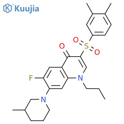 3-(3,4-dimethylbenzenesulfonyl)-6-fluoro-7-(3-methylpiperidin-1-yl)-1-propyl-1,4-dihydroquinolin-4-one structure