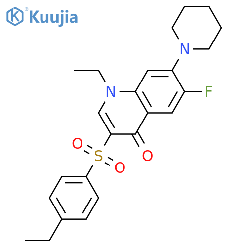 1-ethyl-3-(4-ethylbenzenesulfonyl)-6-fluoro-7-(piperidin-1-yl)-1,4-dihydroquinolin-4-one structure