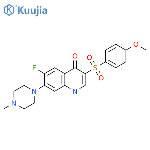 6-fluoro-3-(4-methoxybenzenesulfonyl)-1-methyl-7-(4-methylpiperazin-1-yl)-1,4-dihydroquinolin-4-one structure