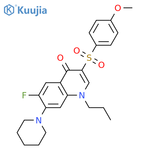 6-fluoro-3-(4-methoxybenzenesulfonyl)-7-(piperidin-1-yl)-1-propyl-1,4-dihydroquinolin-4-one structure