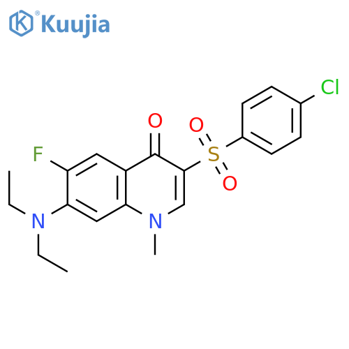 3-(4-chlorobenzenesulfonyl)-7-(diethylamino)-6-fluoro-1-methyl-1,4-dihydroquinolin-4-one structure