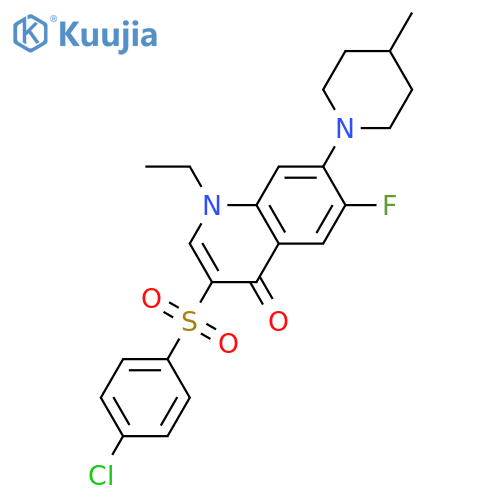 3-(4-chlorobenzenesulfonyl)-1-ethyl-6-fluoro-7-(4-methylpiperidin-1-yl)-1,4-dihydroquinolin-4-one structure