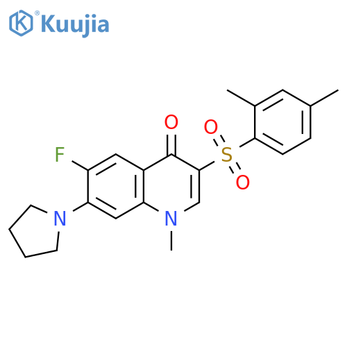 3-(2,4-dimethylbenzenesulfonyl)-6-fluoro-1-methyl-7-(pyrrolidin-1-yl)-1,4-dihydroquinolin-4-one structure