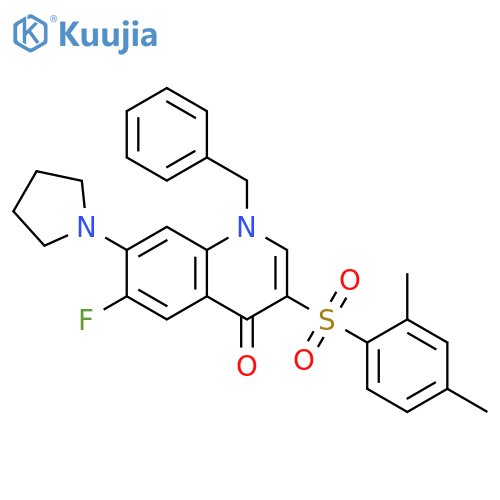 1-benzyl-3-(2,4-dimethylbenzenesulfonyl)-6-fluoro-7-(pyrrolidin-1-yl)-1,4-dihydroquinolin-4-one structure