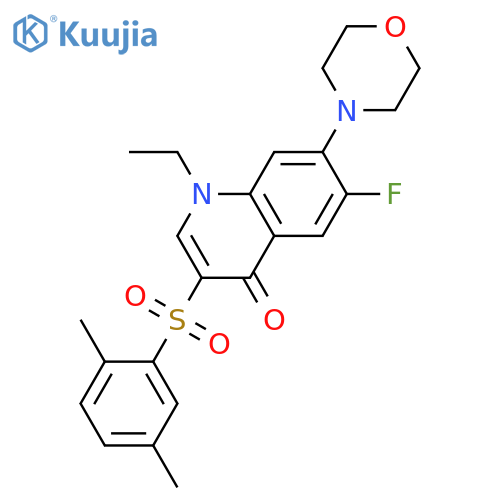 3-(2,5-dimethylbenzenesulfonyl)-1-ethyl-6-fluoro-7-(morpholin-4-yl)-1,4-dihydroquinolin-4-one structure
