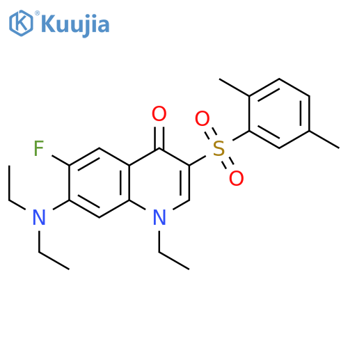 7-(diethylamino)-3-(2,5-dimethylbenzenesulfonyl)-1-ethyl-6-fluoro-1,4-dihydroquinolin-4-one structure