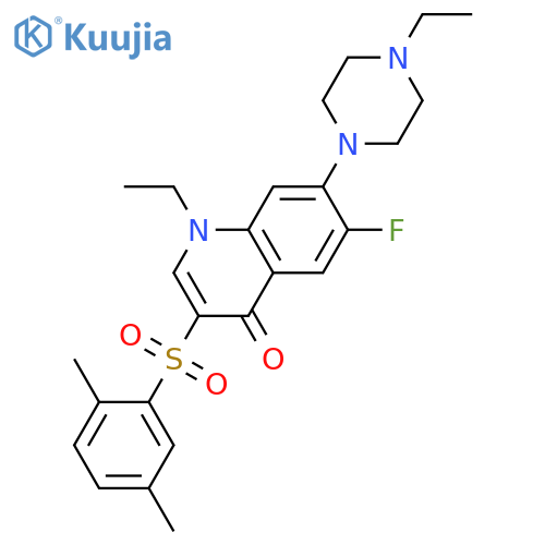 3-(2,5-dimethylbenzenesulfonyl)-1-ethyl-7-(4-ethylpiperazin-1-yl)-6-fluoro-1,4-dihydroquinolin-4-one structure