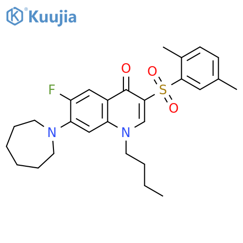 7-(azepan-1-yl)-1-butyl-3-(2,5-dimethylbenzenesulfonyl)-6-fluoro-1,4-dihydroquinolin-4-one structure