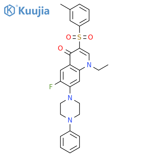 1-ethyl-6-fluoro-3-(3-methylbenzenesulfonyl)-7-(4-phenylpiperazin-1-yl)-1,4-dihydroquinolin-4-one structure