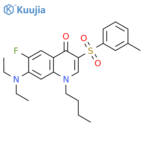 1-butyl-7-(diethylamino)-6-fluoro-3-(3-methylbenzenesulfonyl)-1,4-dihydroquinolin-4-one structure