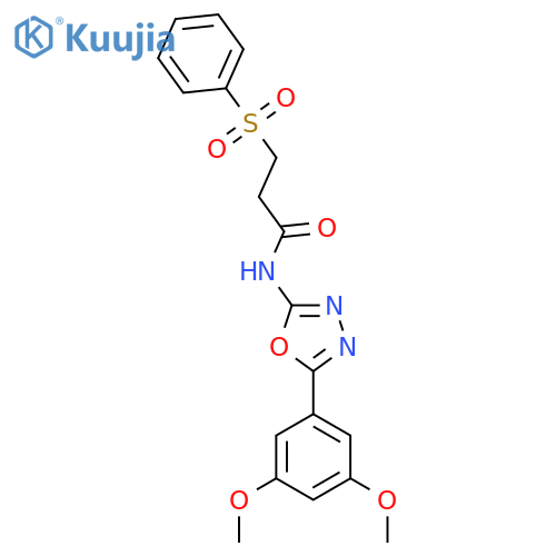 3-(benzenesulfonyl)-N-5-(3,5-dimethoxyphenyl)-1,3,4-oxadiazol-2-ylpropanamide structure