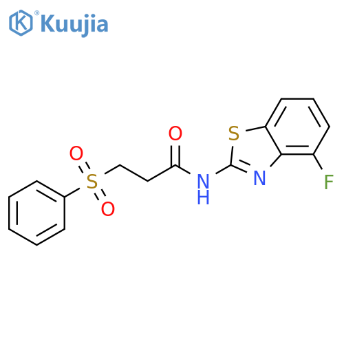 3-(benzenesulfonyl)-N-(4-fluoro-1,3-benzothiazol-2-yl)propanamide structure
