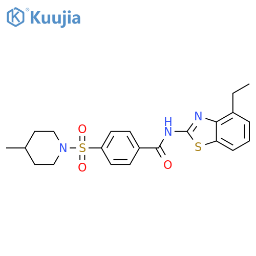 N-(4-ethyl-1,3-benzothiazol-2-yl)-4-(4-methylpiperidin-1-yl)sulfonylbenzamide structure