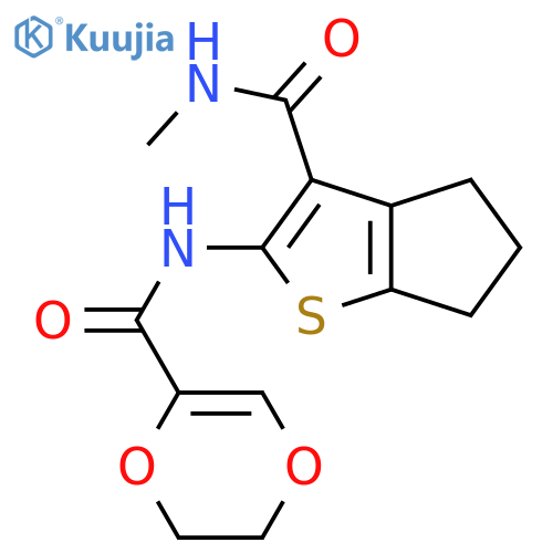 N-3-(methylcarbamoyl)-4H,5H,6H-cyclopentabthiophen-2-yl-5,6-dihydro-1,4-dioxine-2-carboxamide structure