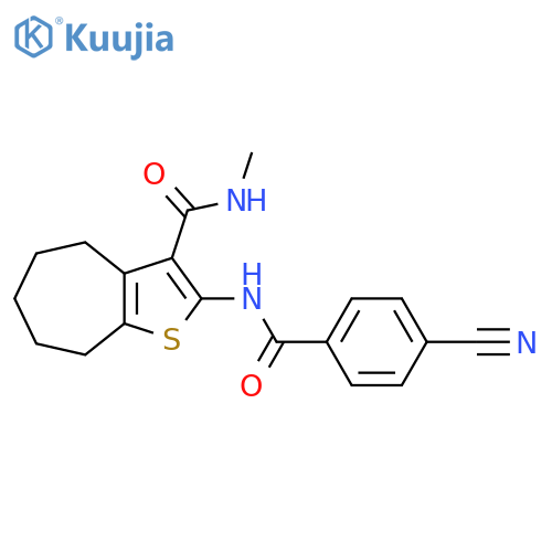 2-(4-cyanobenzamido)-N-methyl-4H,5H,6H,7H,8H-cycloheptabthiophene-3-carboxamide structure