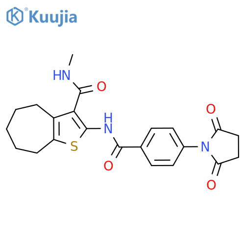 2-4-(2,5-dioxopyrrolidin-1-yl)benzamido-N-methyl-4H,5H,6H,7H,8H-cycloheptabthiophene-3-carboxamide structure