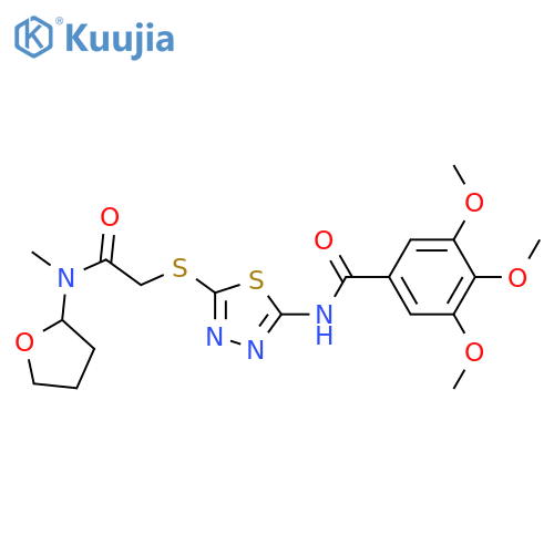 3,4,5-trimethoxy-N-{5-({(oxolan-2-yl)methylcarbamoyl}methyl)sulfanyl-1,3,4-thiadiazol-2-yl}benzamide structure