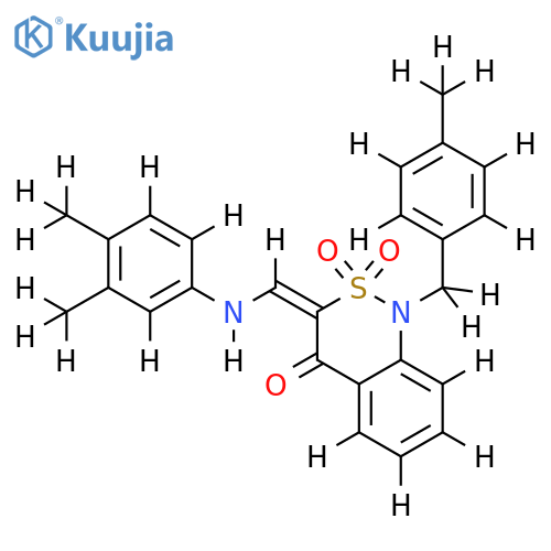 (3E)-3-{(3,4-dimethylphenyl)aminomethylidene}-1-(4-methylphenyl)methyl-3,4-dihydro-1H-2lambda6,1-benzothiazine-2,2,4-trione structure