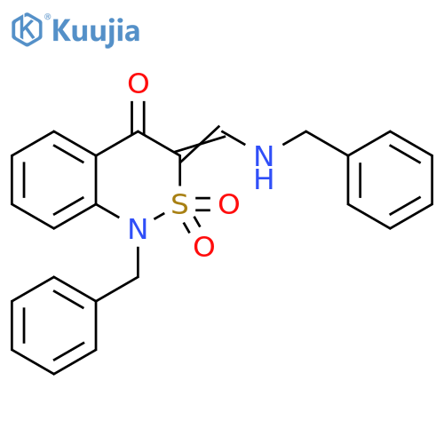(3E)-1-benzyl-3-(benzylamino)methylidene-3,4-dihydro-1H-2lambda6,1-benzothiazine-2,2,4-trione structure