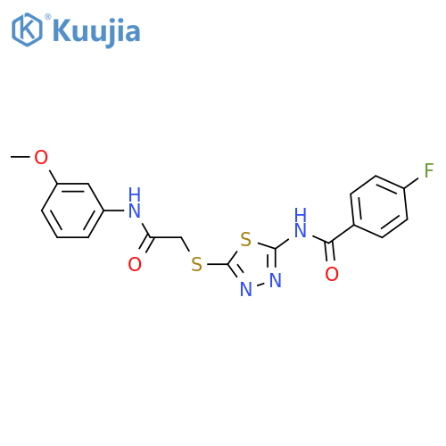 4-fluoro-N-5-({(3-methoxyphenyl)carbamoylmethyl}sulfanyl)-1,3,4-thiadiazol-2-ylbenzamide structure