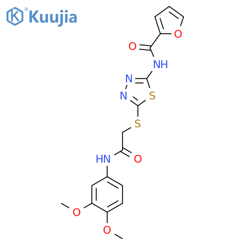 N-5-({(3,4-dimethoxyphenyl)carbamoylmethyl}sulfanyl)-1,3,4-thiadiazol-2-ylfuran-2-carboxamide structure