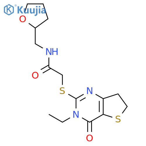2-({3-ethyl-4-oxo-3H,4H,6H,7H-thieno3,2-dpyrimidin-2-yl}sulfanyl)-N-(oxolan-2-yl)methylacetamide structure