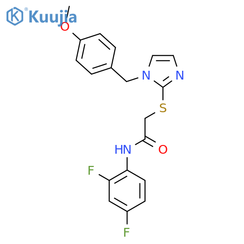 N-(2,4-difluorophenyl)-2-({1-(4-methoxyphenyl)methyl-1H-imidazol-2-yl}sulfanyl)acetamide structure