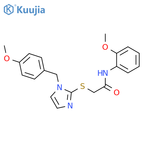 N-(2-methoxyphenyl)-2-({1-(4-methoxyphenyl)methyl-1H-imidazol-2-yl}sulfanyl)acetamide structure