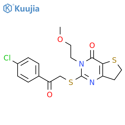 2-{2-(4-chlorophenyl)-2-oxoethylsulfanyl}-3-(2-methoxyethyl)-3H,4H,6H,7H-thieno3,2-dpyrimidin-4-one structure