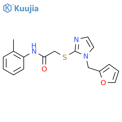 2-({1-(furan-2-yl)methyl-1H-imidazol-2-yl}sulfanyl)-N-(2-methylphenyl)acetamide structure