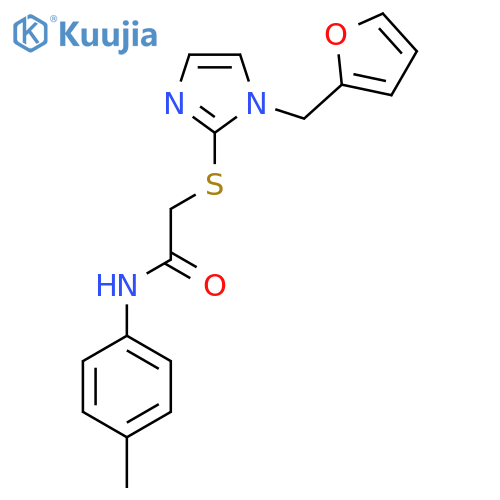 2-({1-(furan-2-yl)methyl-1H-imidazol-2-yl}sulfanyl)-N-(4-methylphenyl)acetamide structure