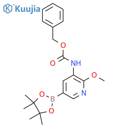 [2-methoxy-5-(4,4,5,5-tetramethyl[1,3,2]dioxaborolan-2-yl)pyridin-3-yl]carbamic acid benzyl ester structure